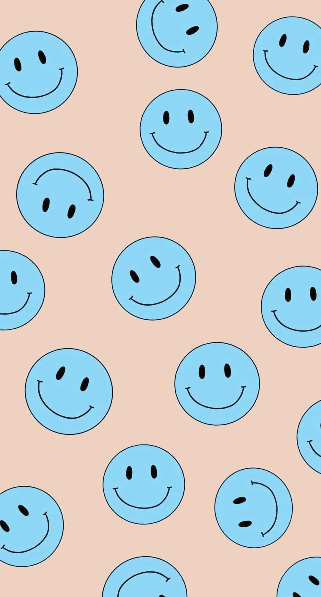 Blue Smiley Faces Pattern Preppy Background Wallpaper