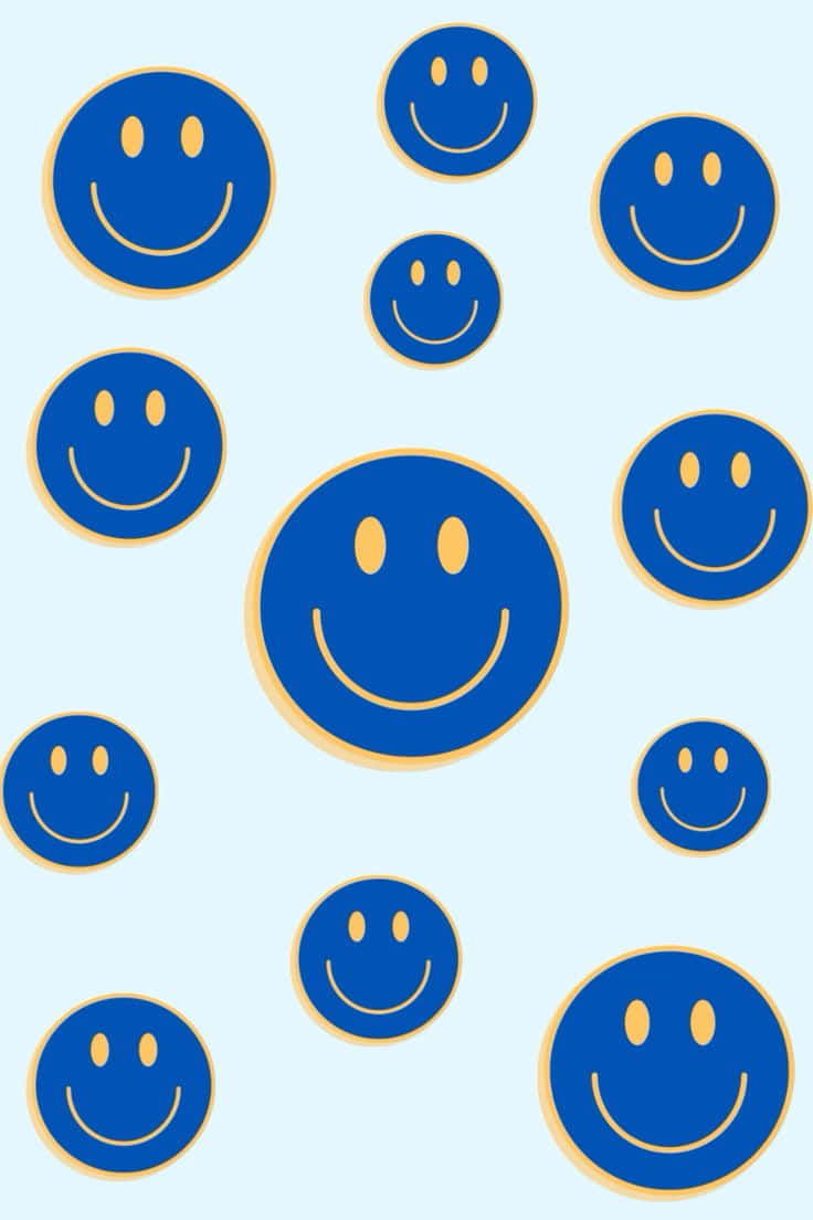 Blue Smiley Faces Preppy Background.jpg Wallpaper