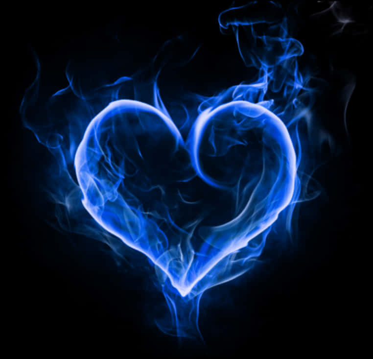 Blue Smoke Heart Art PNG