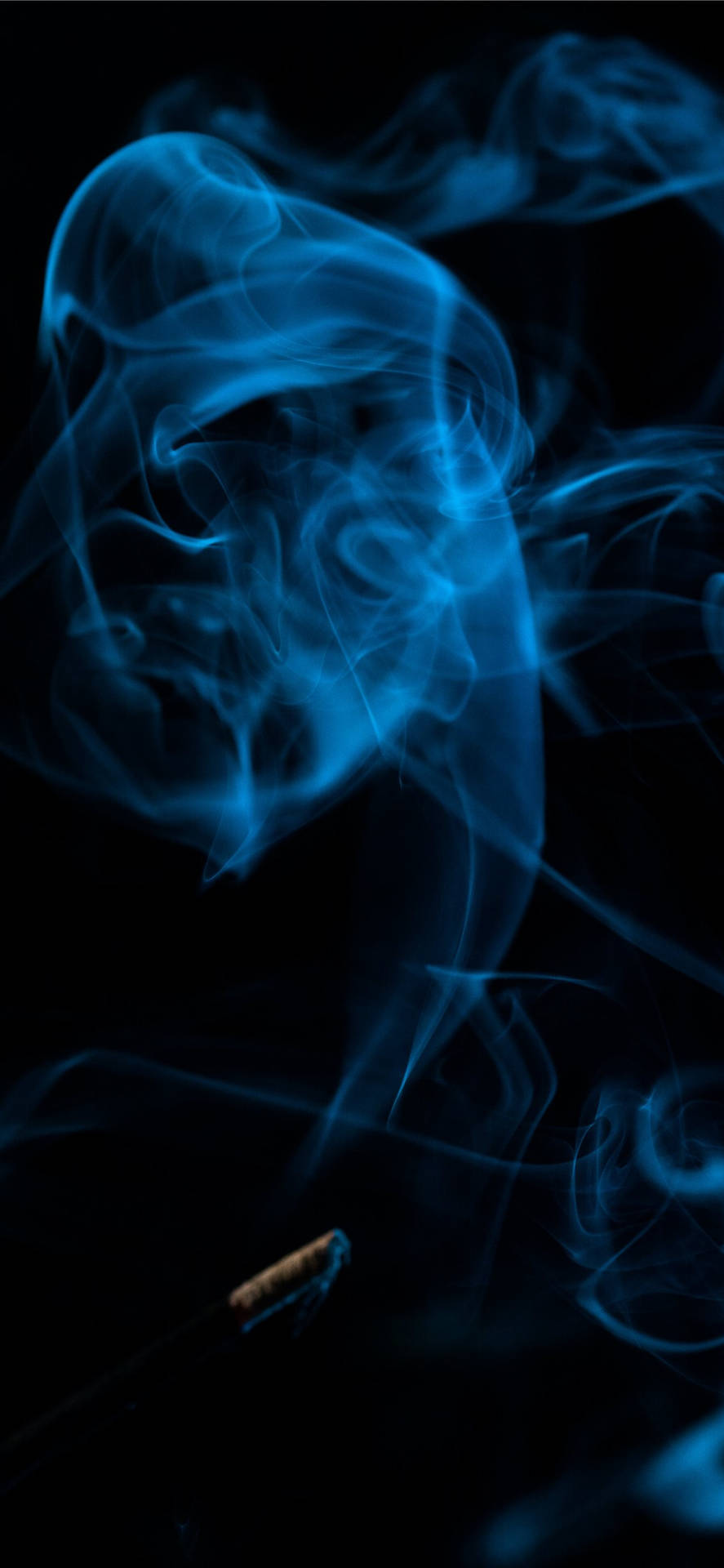Captivating Blue Smoke on iPhone Dark Background Wallpaper