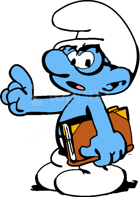 Blue Smurf Thumbs Up With Book PNG