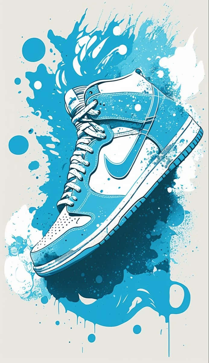Blue Sneaker Art Splash Wallpaper