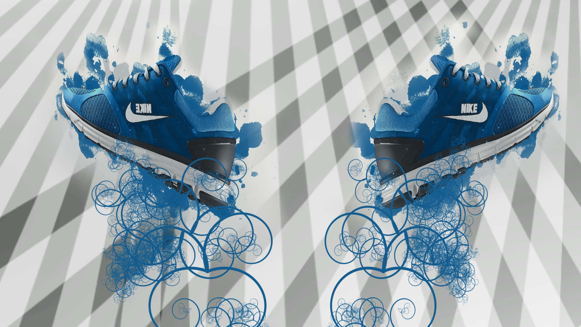 Blue Sneakers Artistic Design Wallpaper