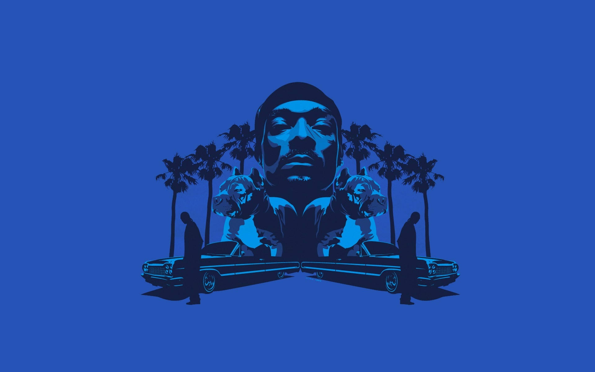 Blue Snoop Dogg With Cadillac Wallpaper