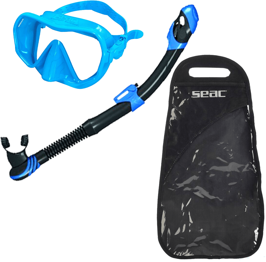 Download Blue Snorkeling Gearand Black Bag | Wallpapers.com