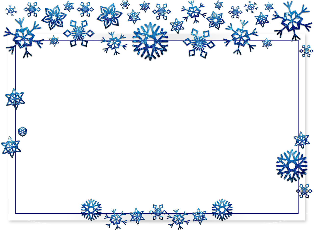 Blue Snowflake Christmas Frame PNG