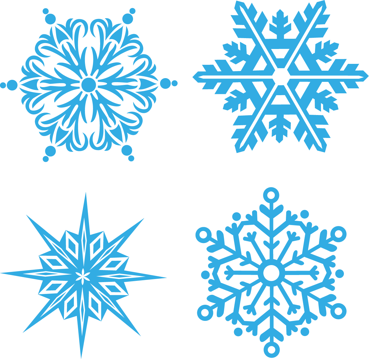 Blue Snowflake Designs Collection PNG