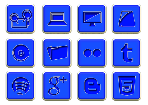 Blue Social Media Icons PNG