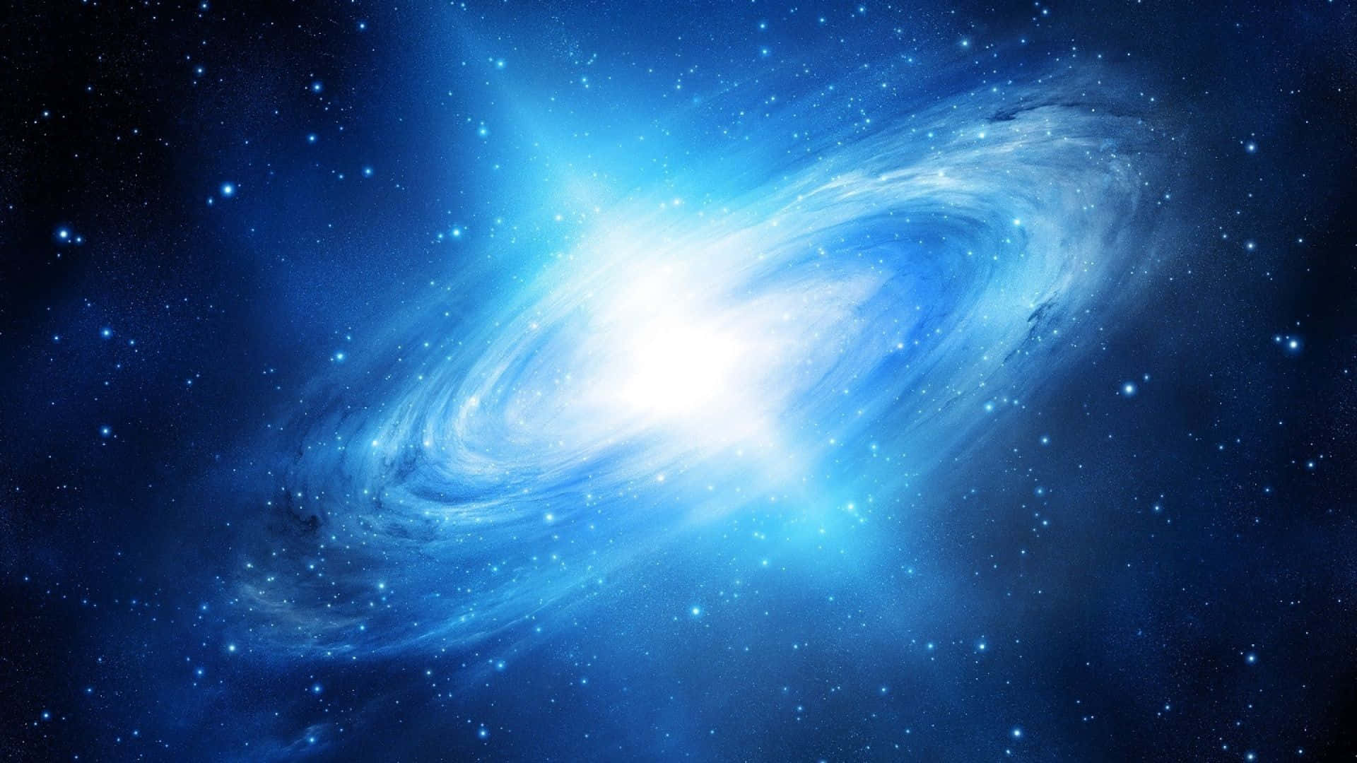 Enblå Galax Med Stjärnor I Bakgrunden
