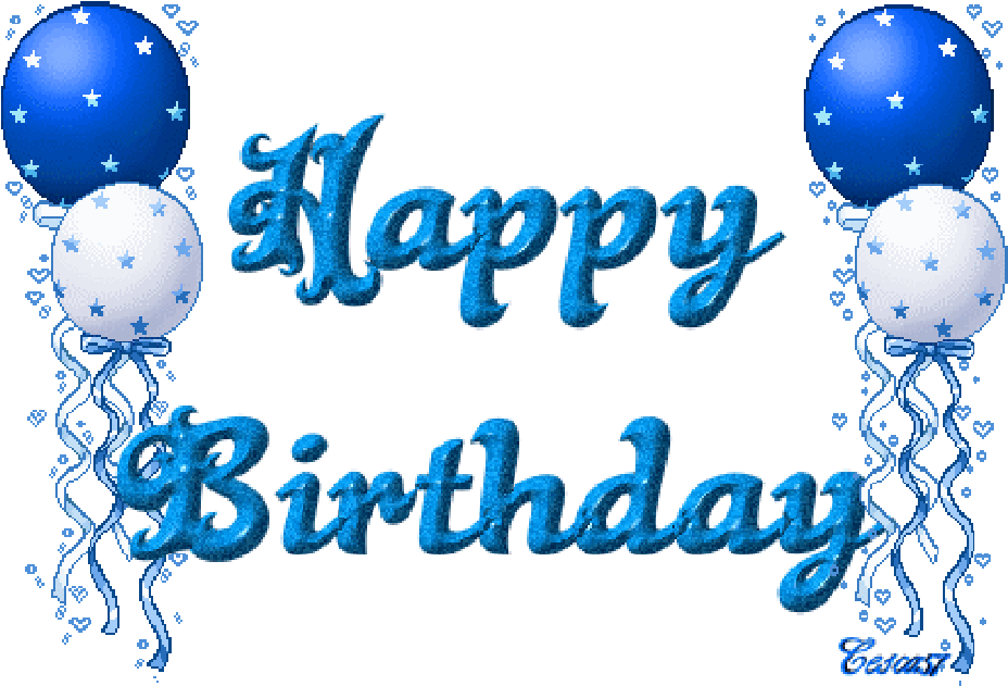 Blue Sparkle Happy Birthday Balloons PNG