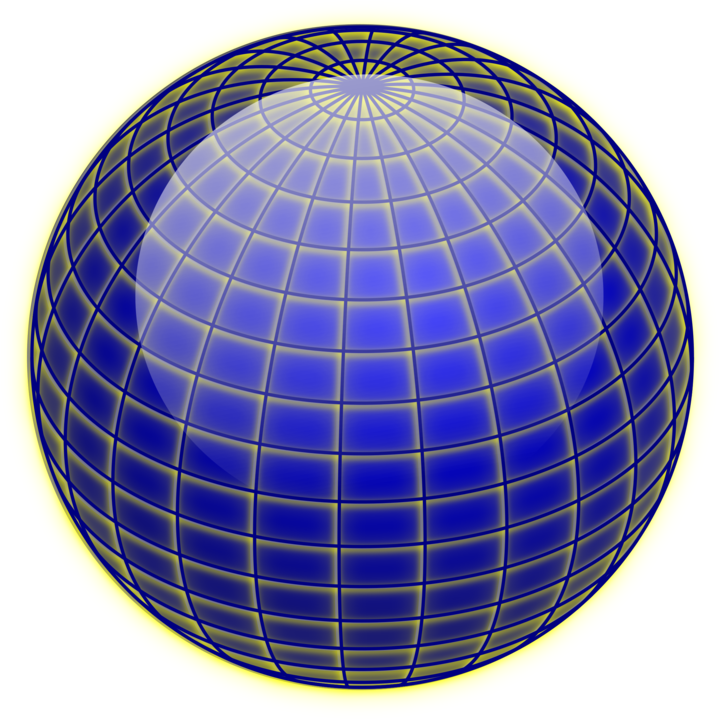 Blue Spherewith Yellow Outline PNG