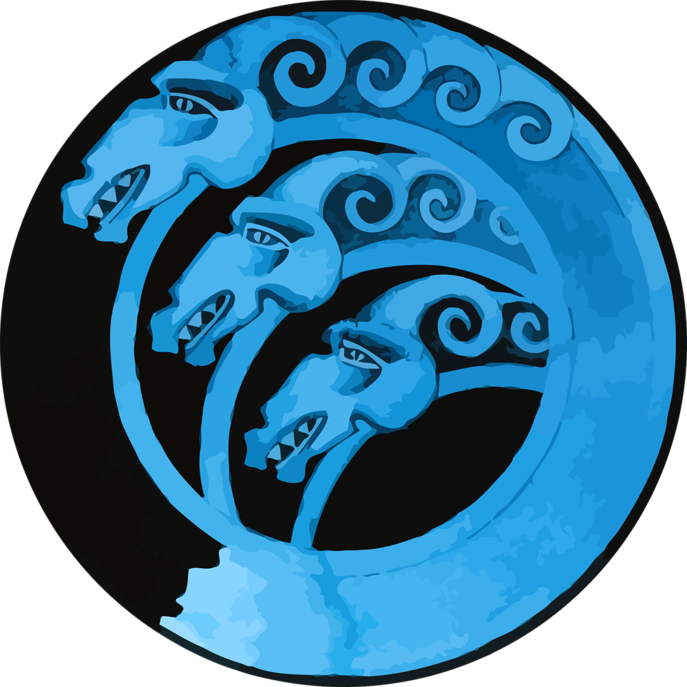 Blue Spiral Horsemen Graphic PNG