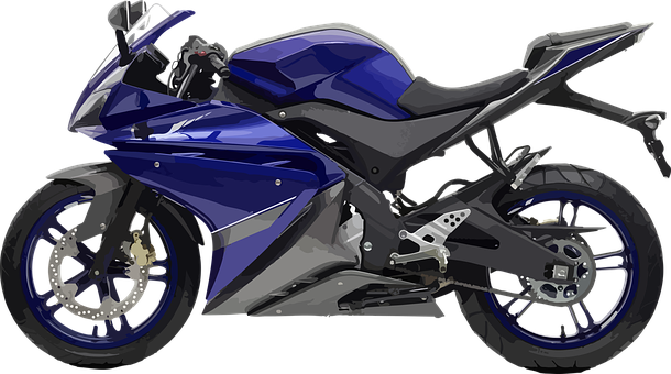 Blue Sport Motorcycle Illustration PNG