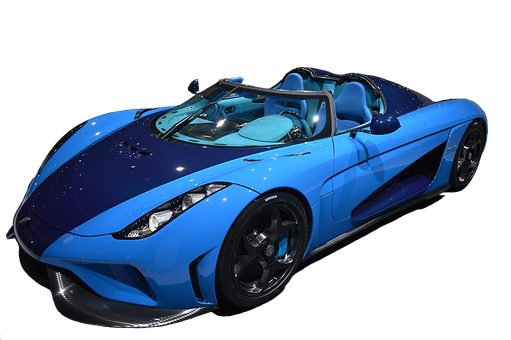 Blue Sports Car Black Background PNG