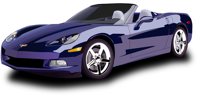 Blue Sports Car Illustration PNG