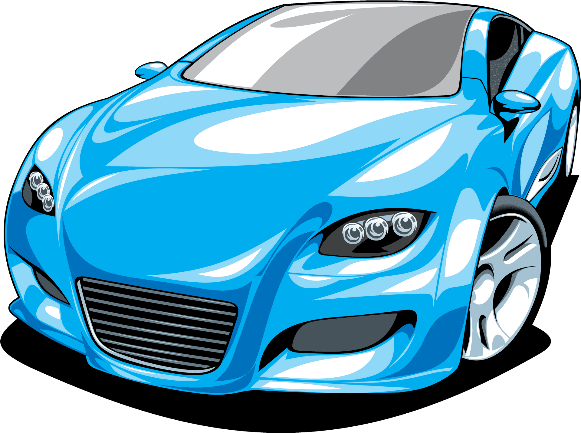 Blue Sports Car Illustration.png PNG