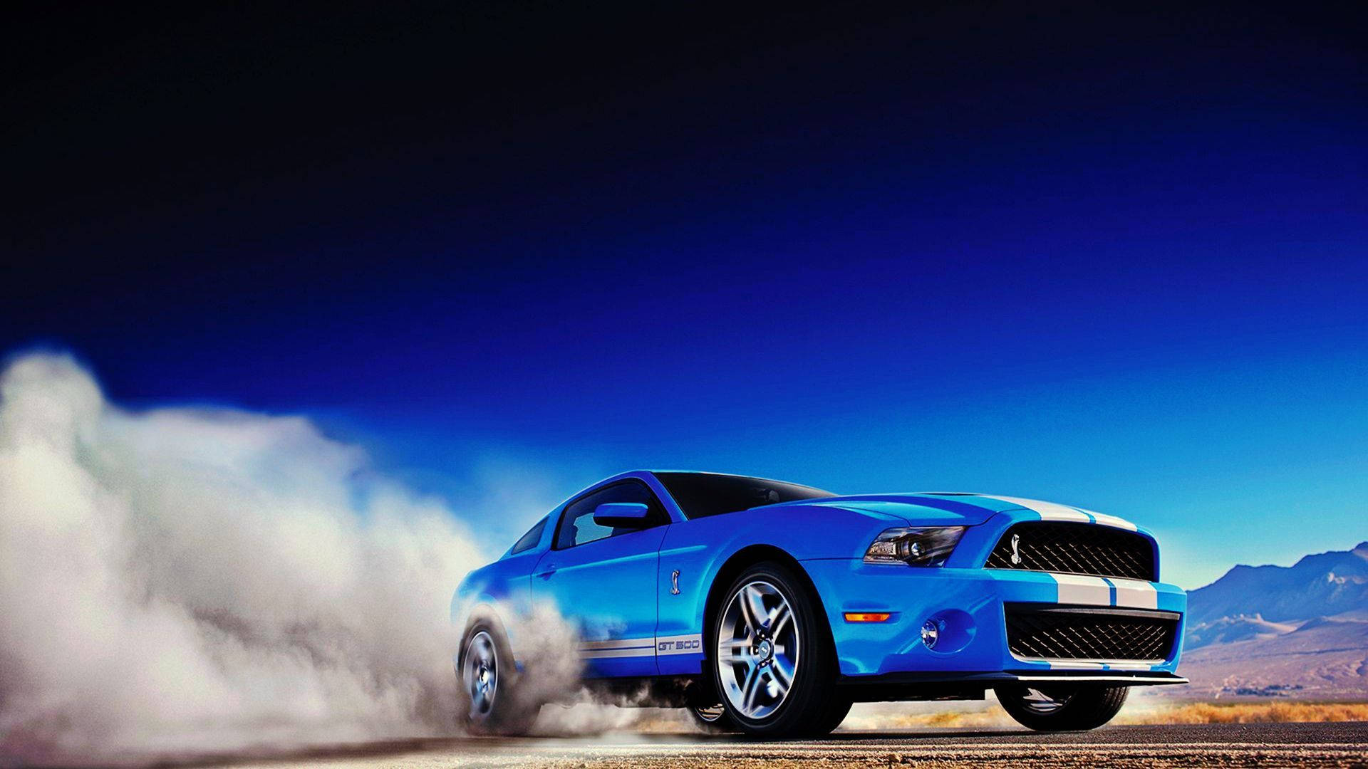 Blue Sports Car In A Desert Wallpaper