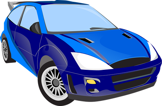 Blue Sports Car Vector Illustration PNG