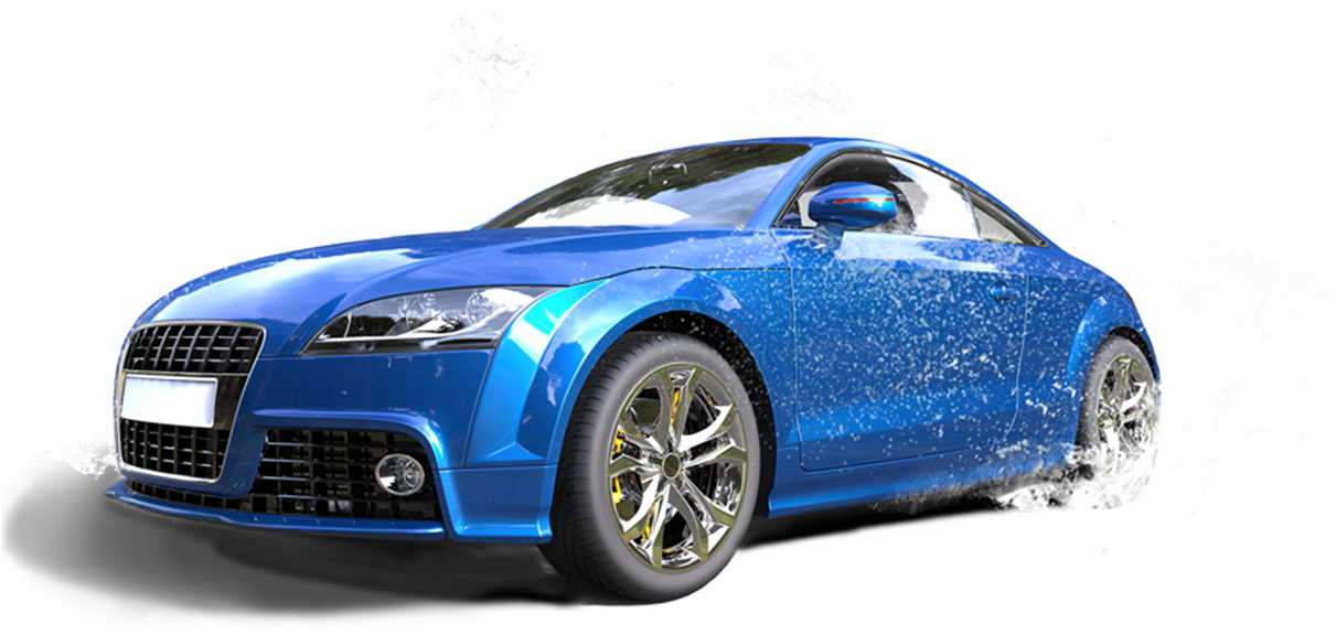 Download Blue Sports Car Water Splash Car Wash | Wallpapers.com