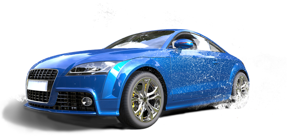 Blue Sports Car Water Splash Car Wash PNG