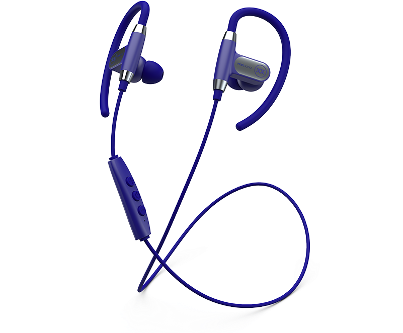 Download Blue Sports Earphoneswith Ear Hooks | Wallpapers.com