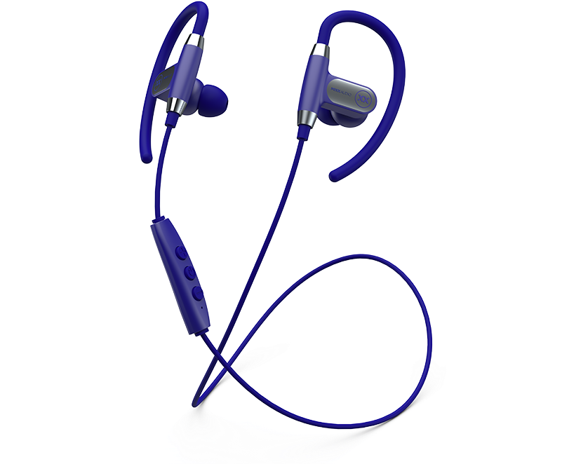 Blue Sports Earphoneswith Ear Hooks PNG