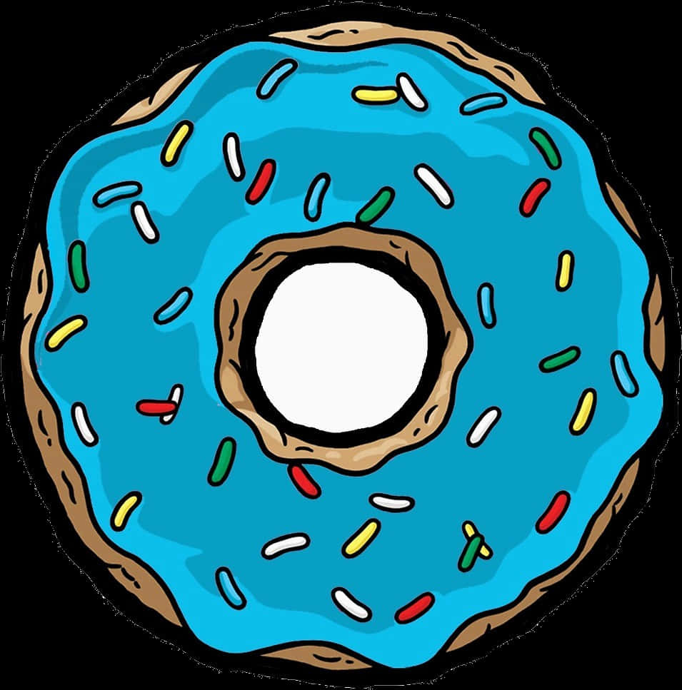 Blue Sprinkled Donut Illustration PNG