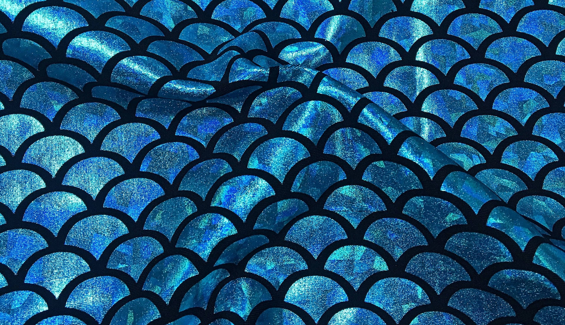 Blue Squama Holographic Fabric Texture Wallpaper