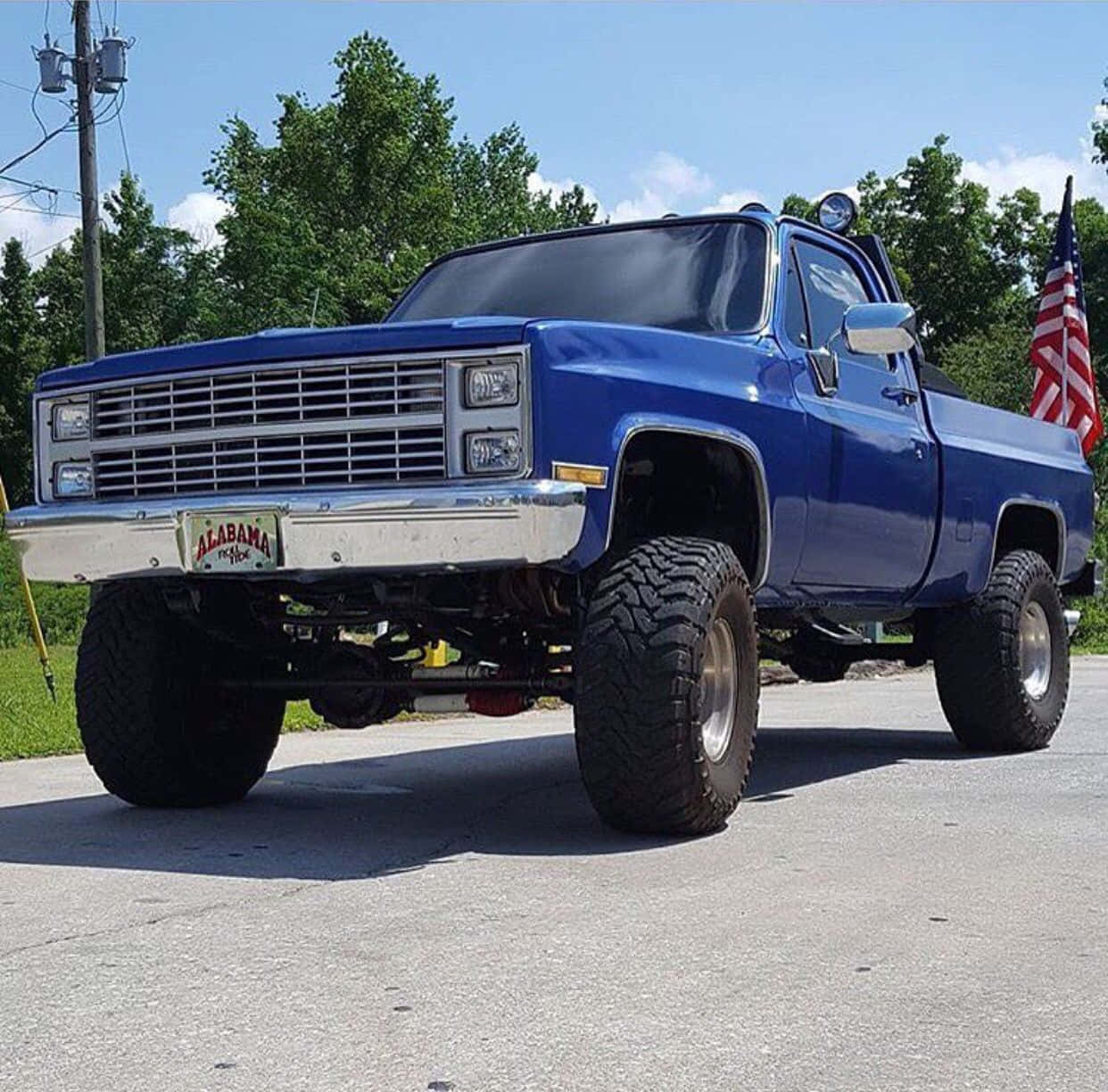 Blue Square Body Truck Lifted Wallpaper
