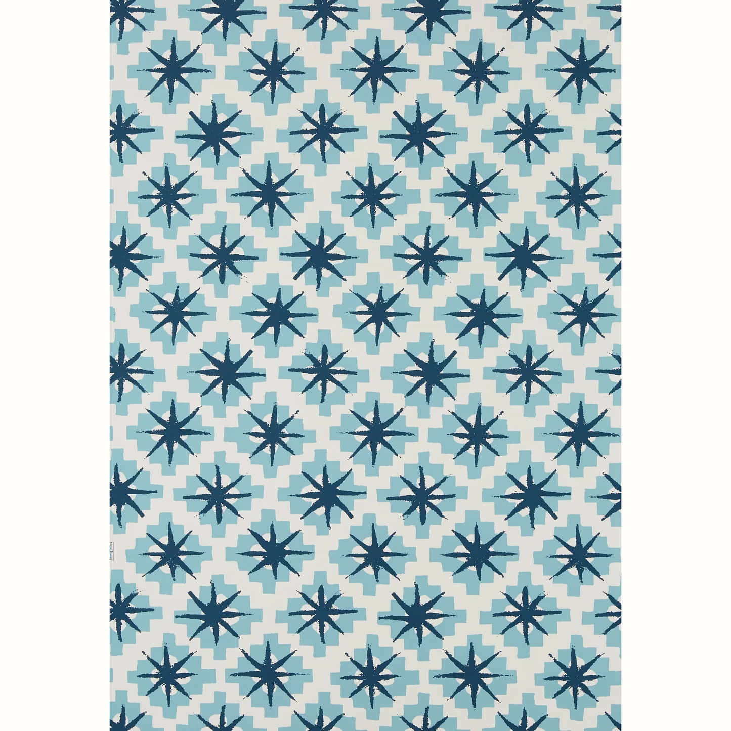 Blue Starburst Pattern Textile Wallpaper