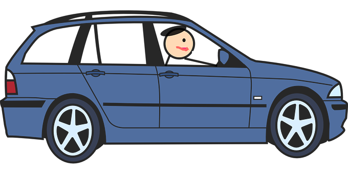 Blue Station Wagon Cartoon PNG