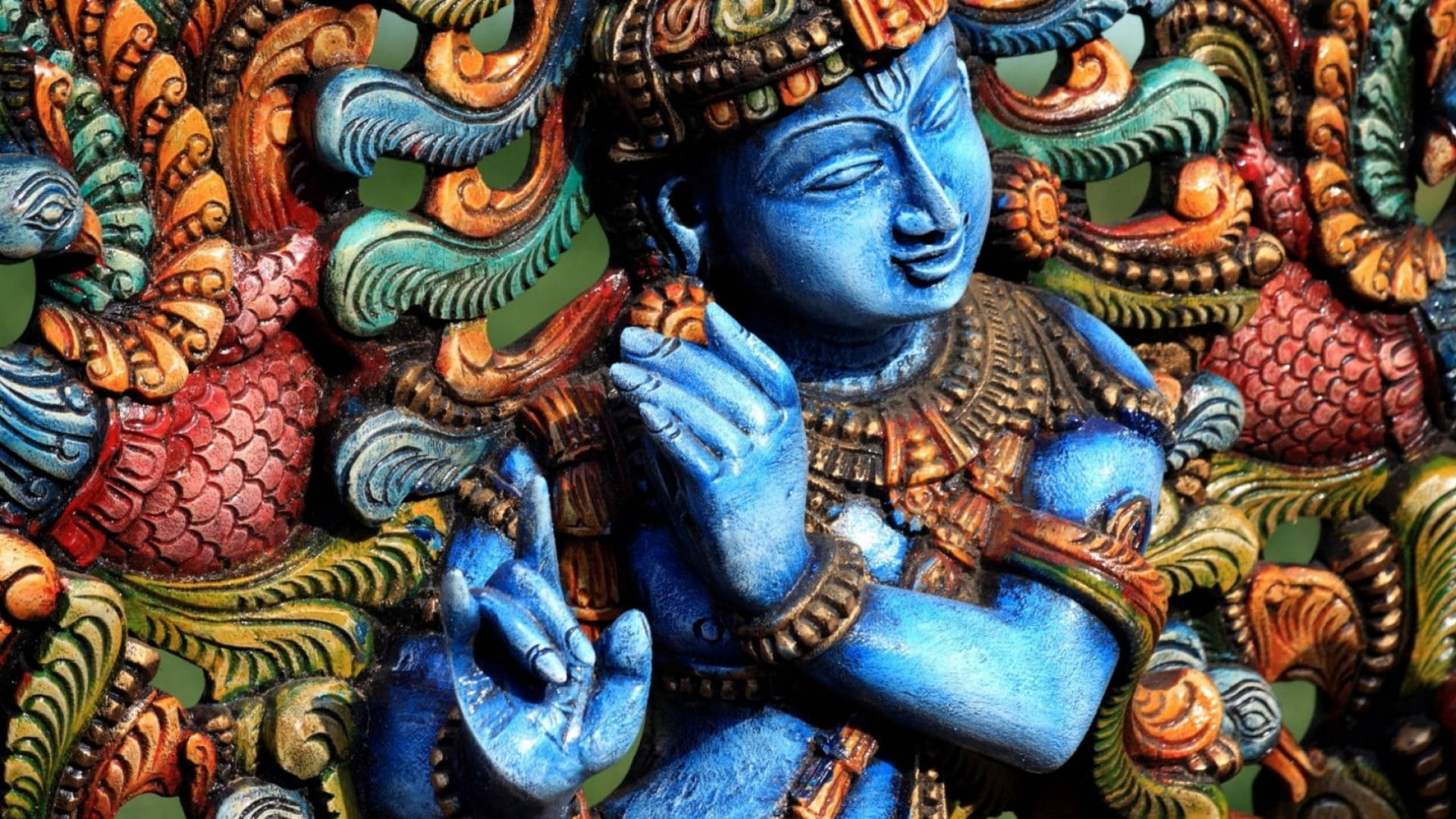 Blue Statue Hindu God Krishna Wallpaper