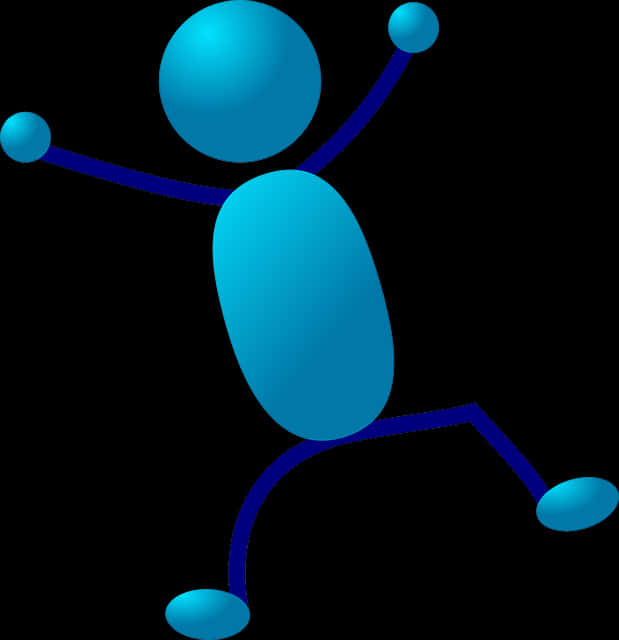 Blue Stickman Figure Dancing PNG