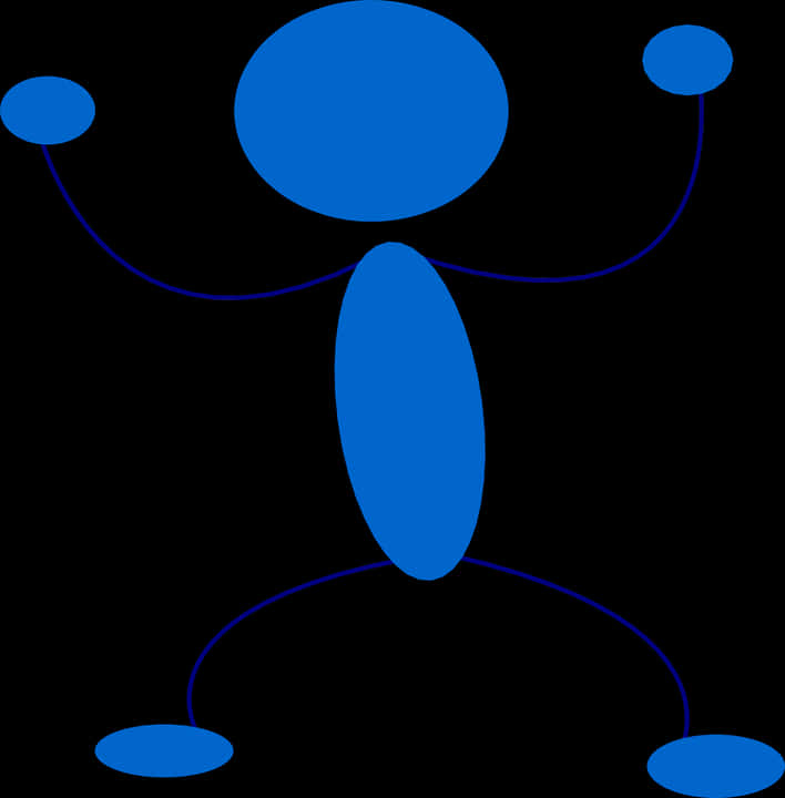 Blue Stickman Figure Graphic PNG