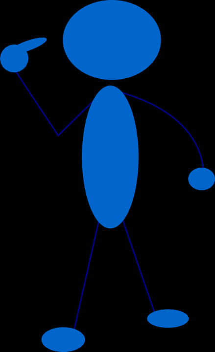 Blue Stickman Pointing Upward PNG