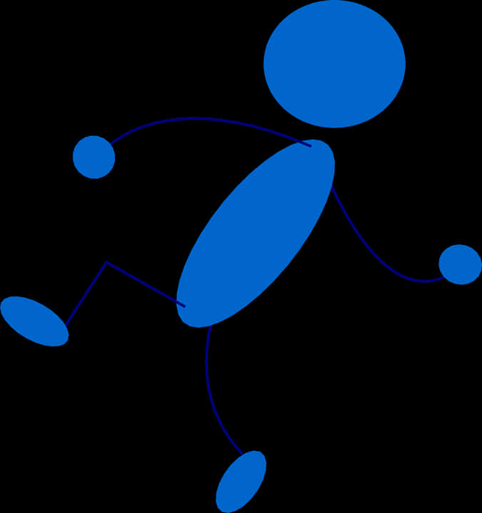 Blue Stickman Running Graphic PNG