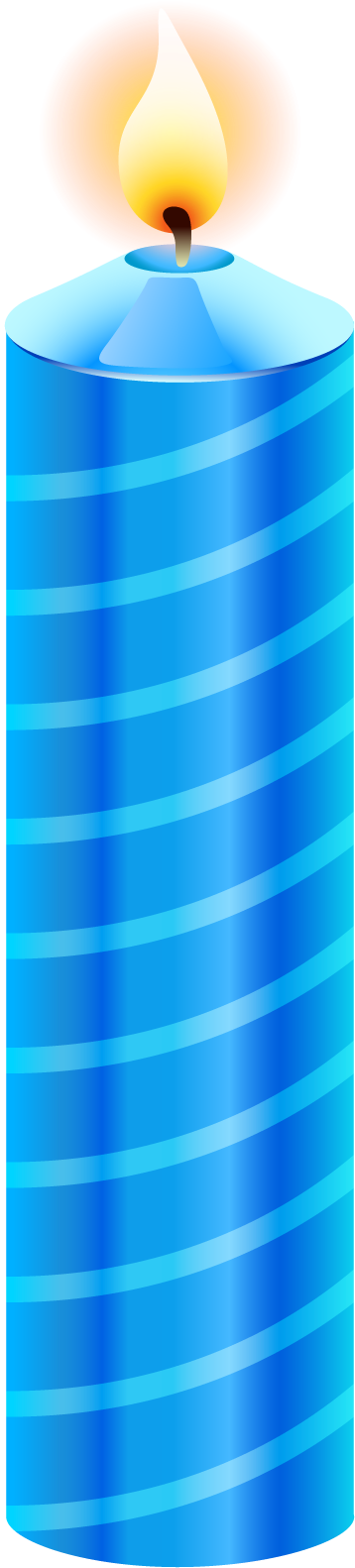 Blue Striped Birthday Candle PNG