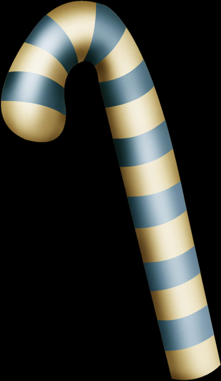 Blue Striped Candy Caneon Black PNG