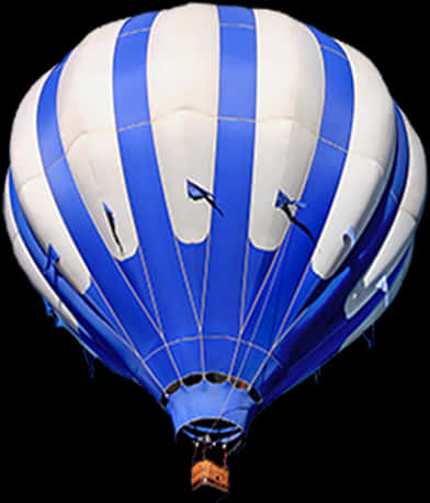 Blue Striped Hot Air Balloon Transparent Background.png PNG