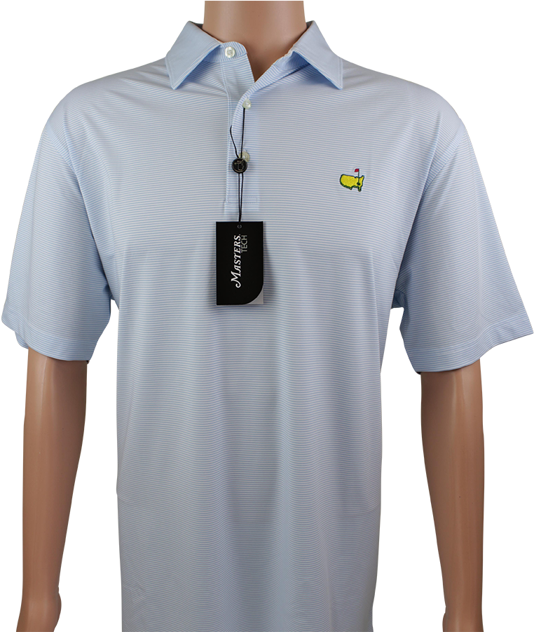 Blue Striped Polo Shirtwith Tag PNG