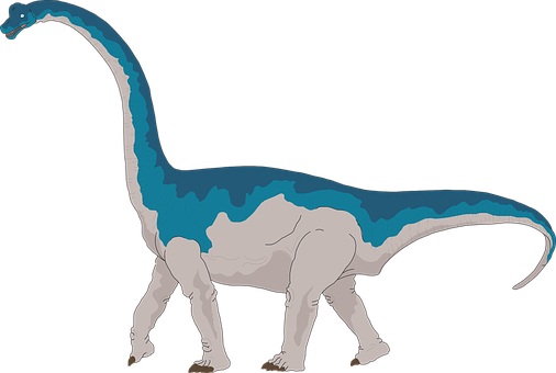 Blue Striped Sauropod Illustration PNG