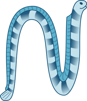 Blue Striped Sea Worm Illustration PNG