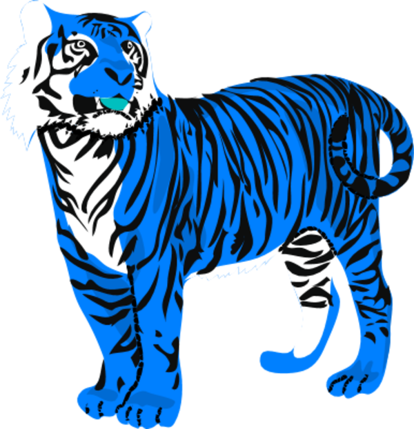 Blue Striped Tiger Illustration PNG