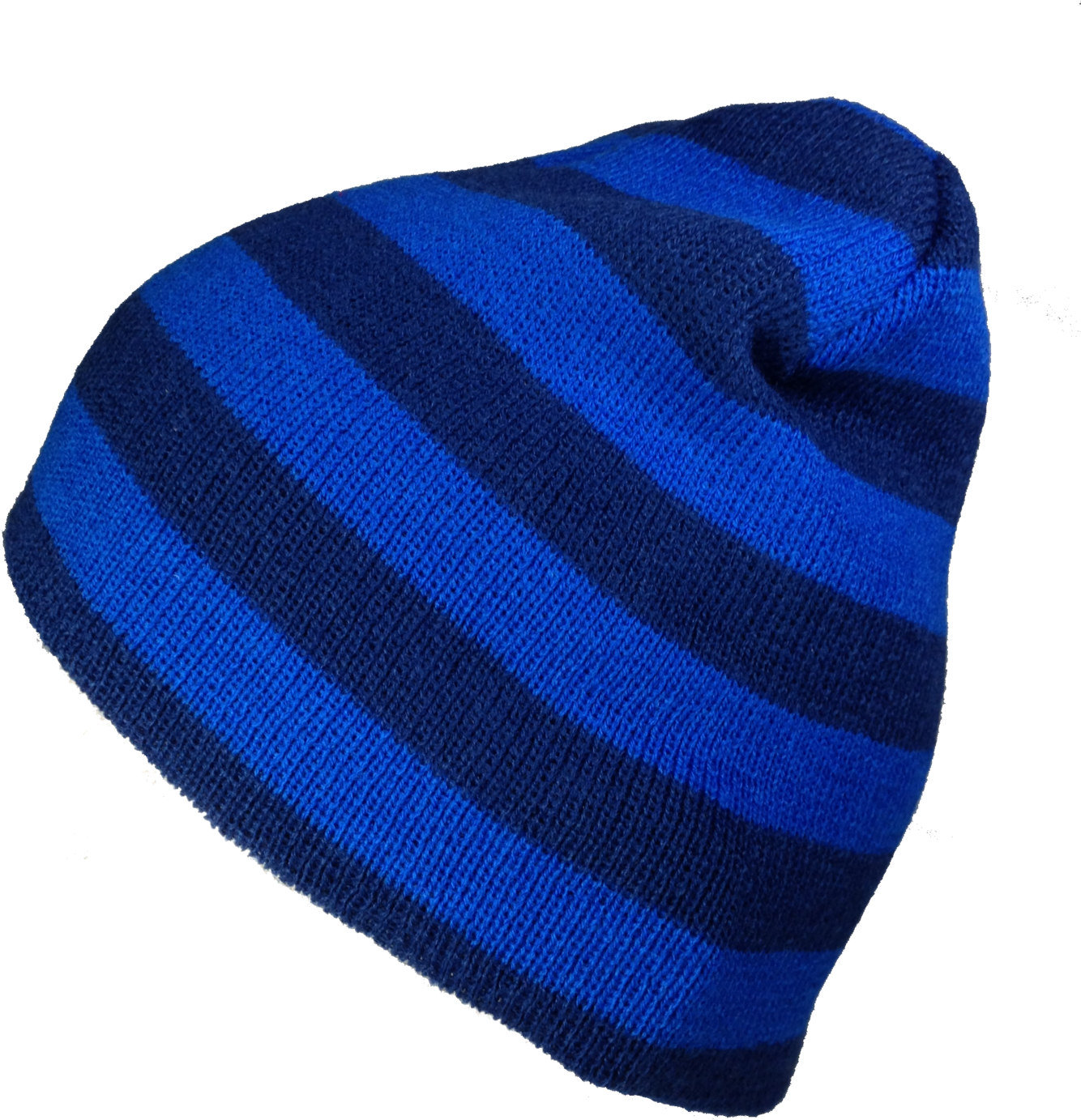 Blue Striped Winter Beanie Hat PNG