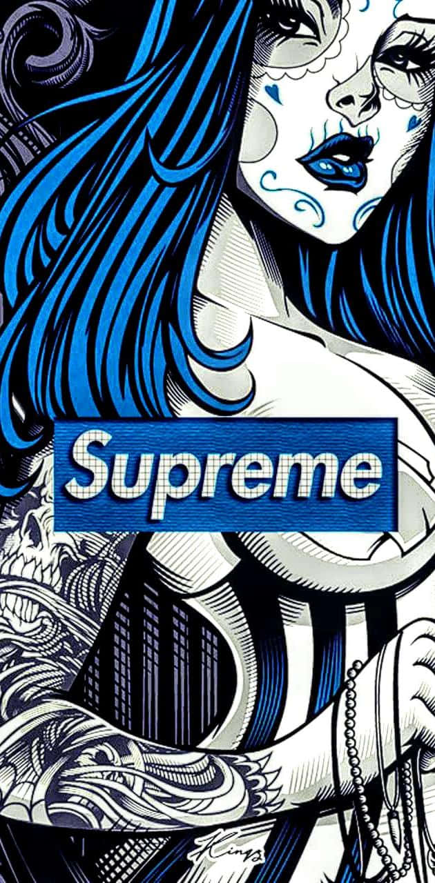 Supreme - A Girl With Blue Hair And Tattoos Wallpaper