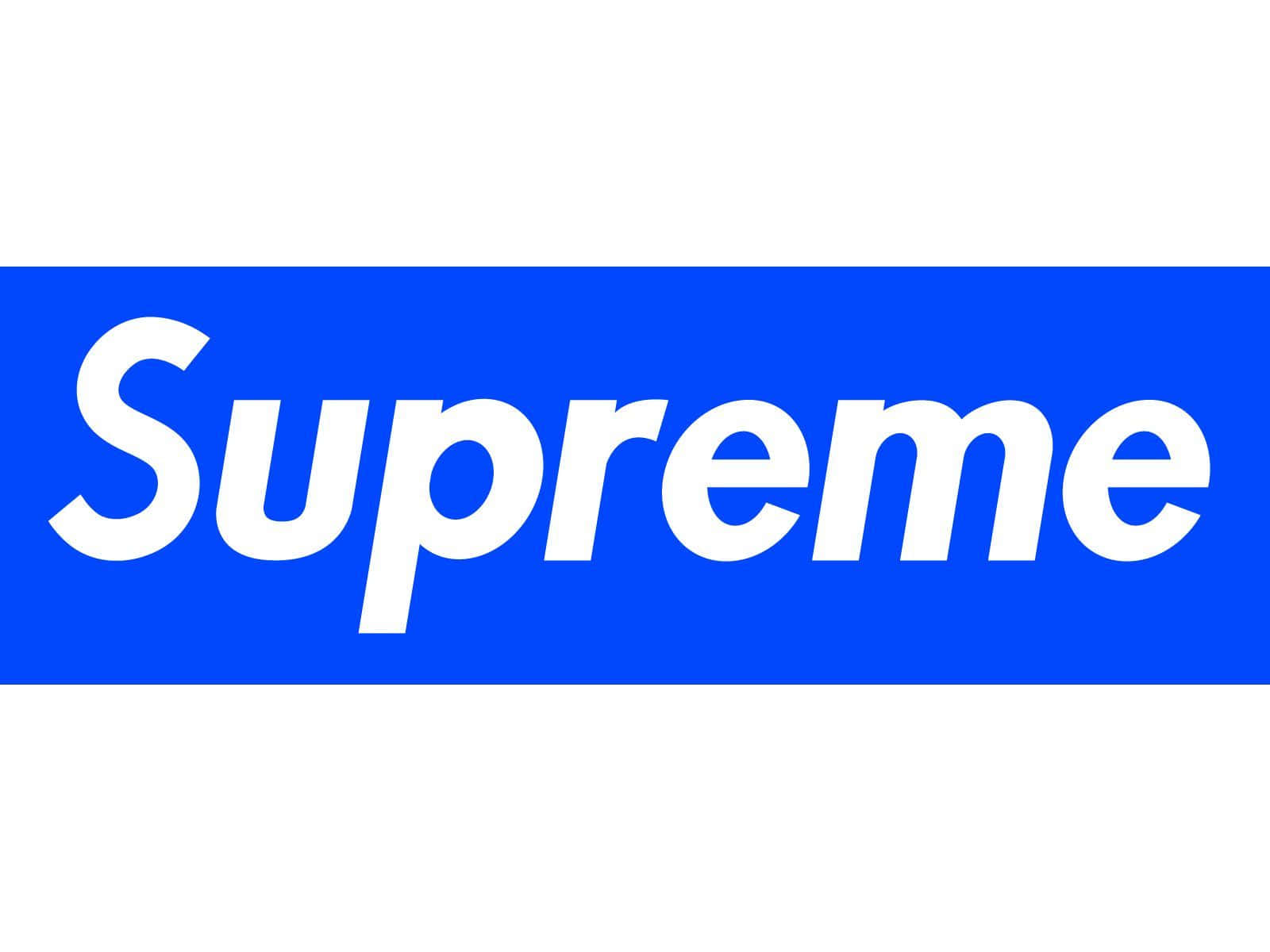 Supreme Logo On A Blue Background Wallpaper