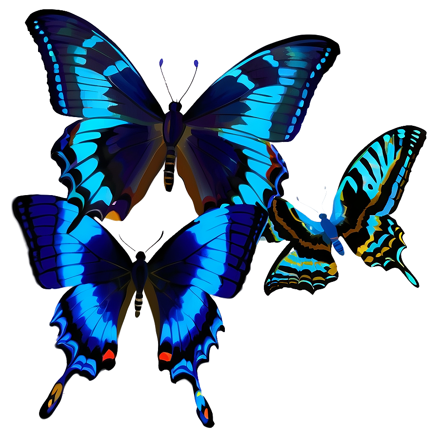 Blue Swallowtail Butterflies Png 06132024 PNG