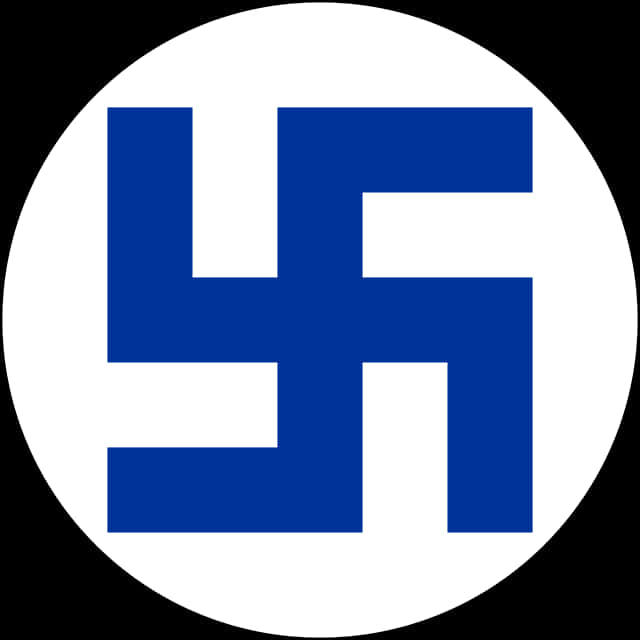 Blue Swastika Symbol White Circle Background PNG