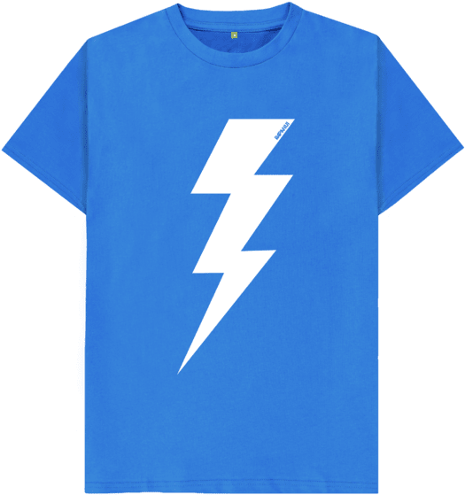 Blue T Shirt With White Lightning Bolt PNG