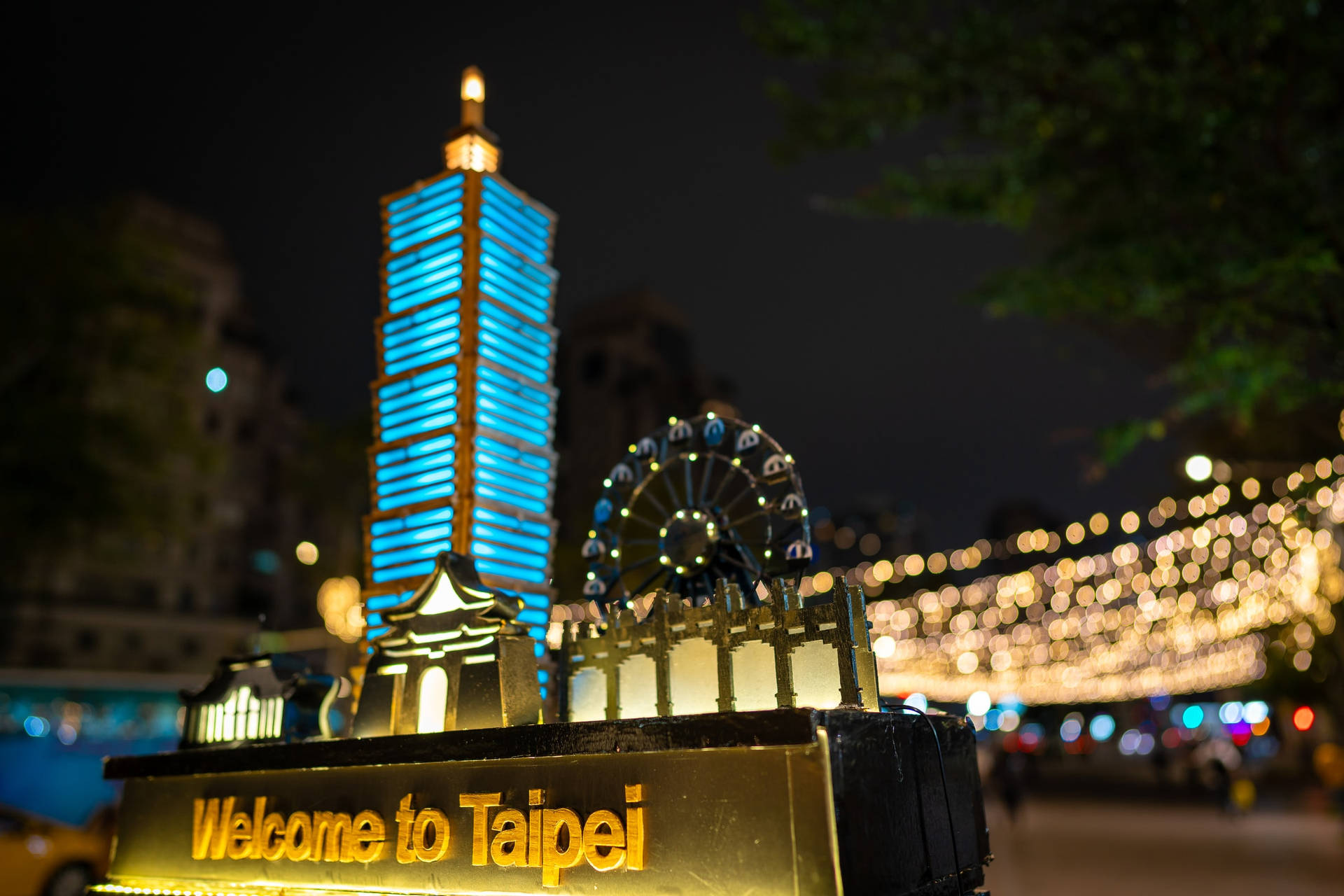 Blå Taipei 101 Souvenir Wallpaper